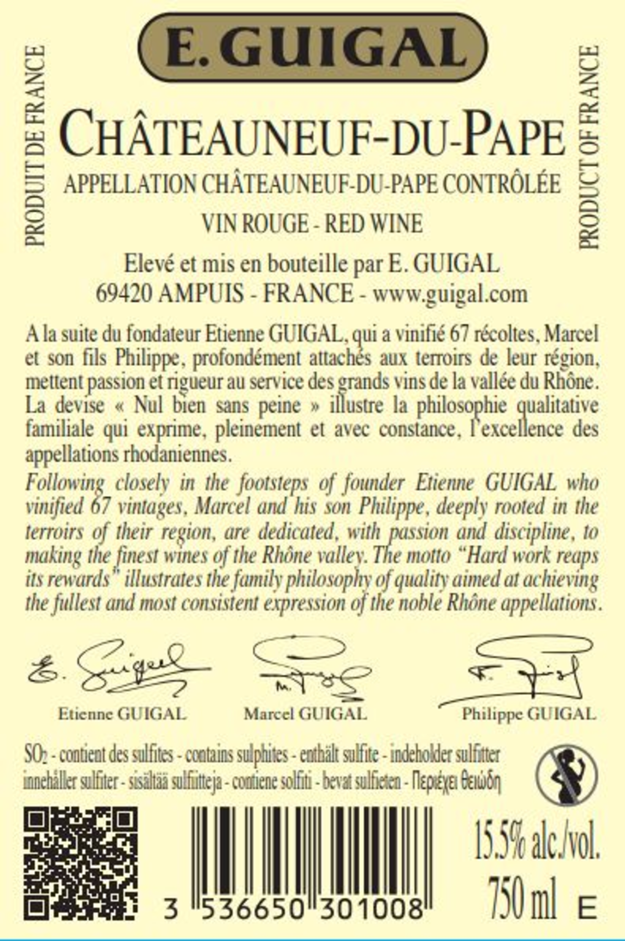 Châteauneuf du Pape AC Rückenetikett