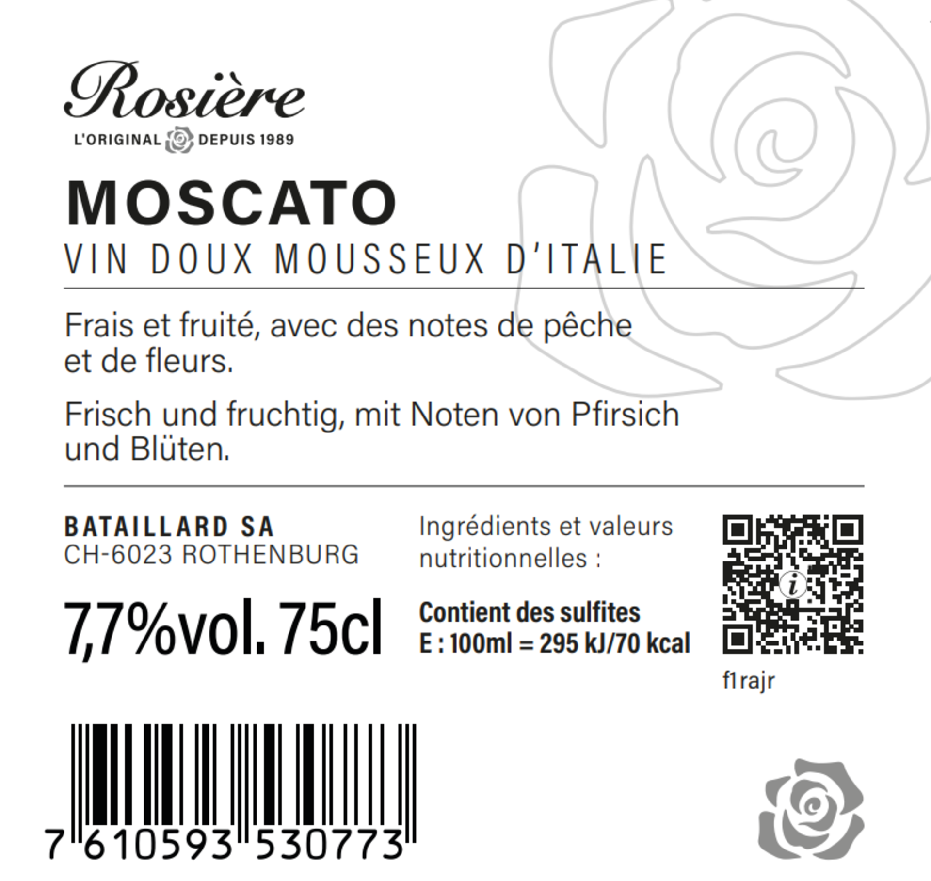 Rosière_Moscato Rückenetikett