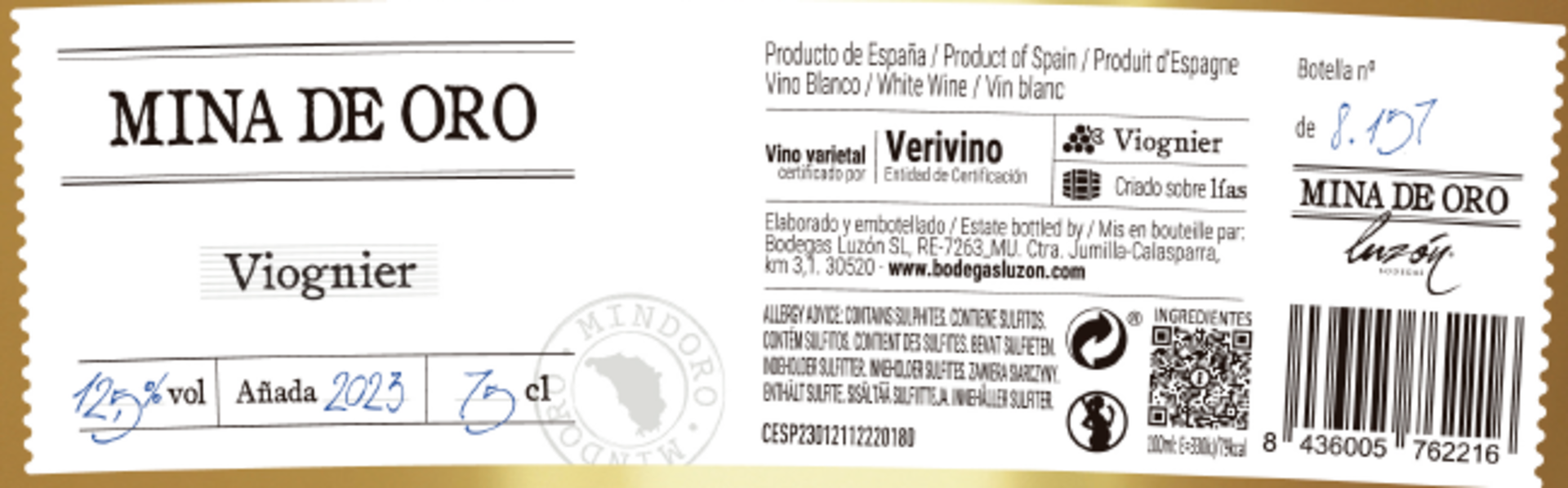 DOP Jumilla Mina de Oro Rückenetikett