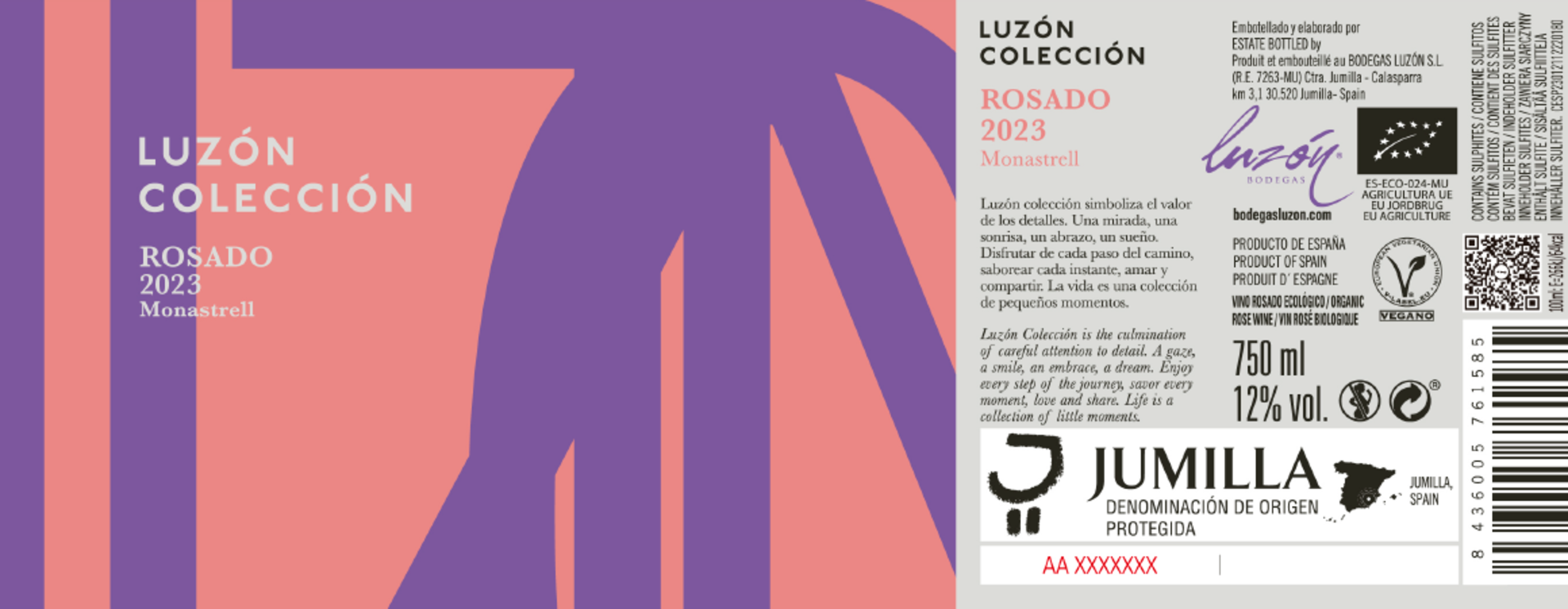 DOP Jumilla Colección Rosado – Bio Vegan Rückenetikett