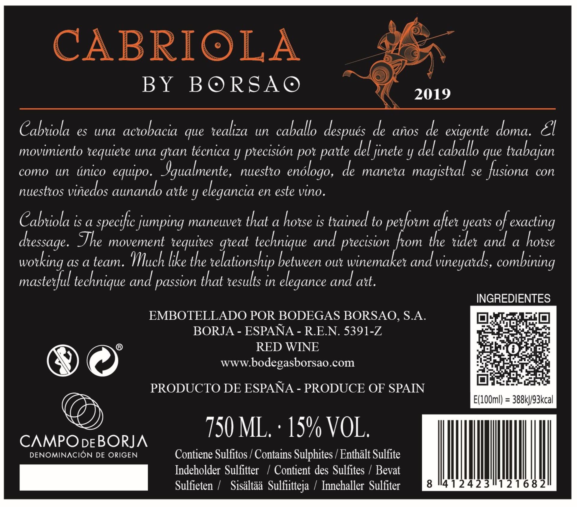 Campo de Borja D.O. Cabriola by Borsao Rückenetikett