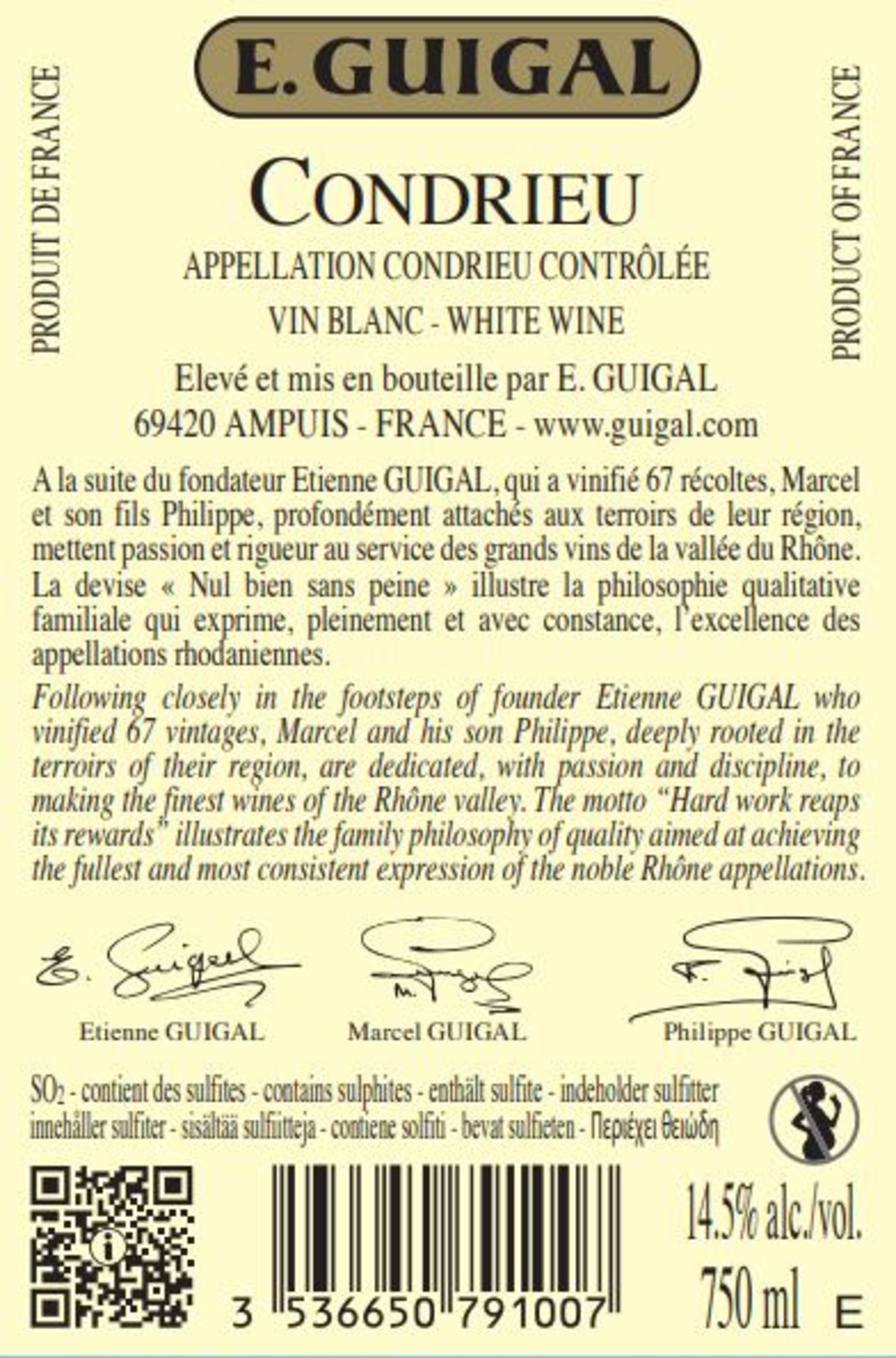 Condrieu AC Rückenetikett