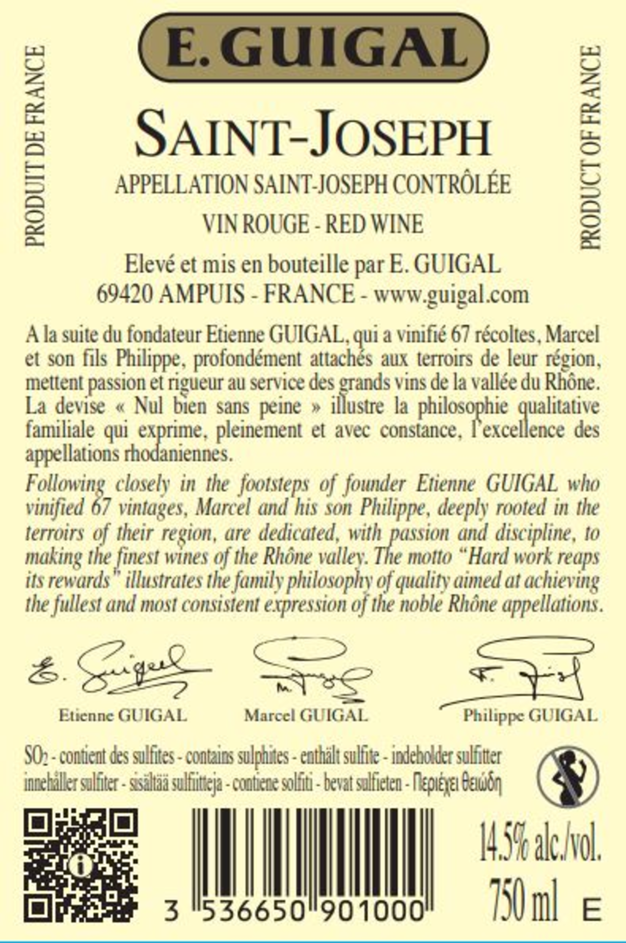 Saint-Joseph rouge AC Rückenetikett