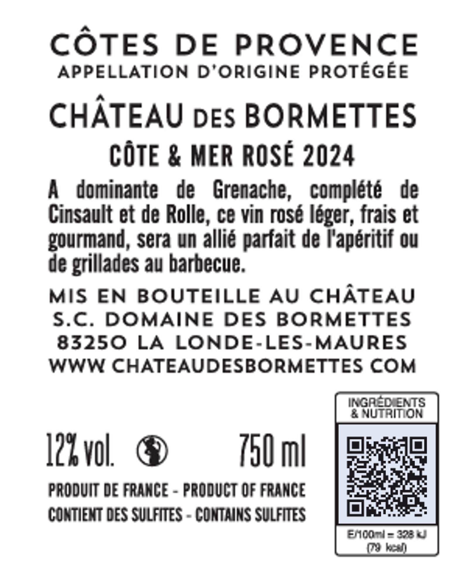 Côte & Mer Côtes de Provence AOP Rückenetikett