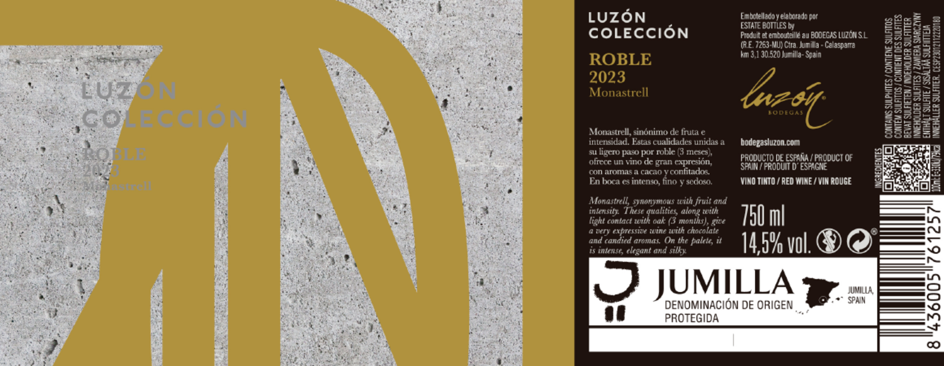 DOP Jumilla Colección Roble Rückenetikett