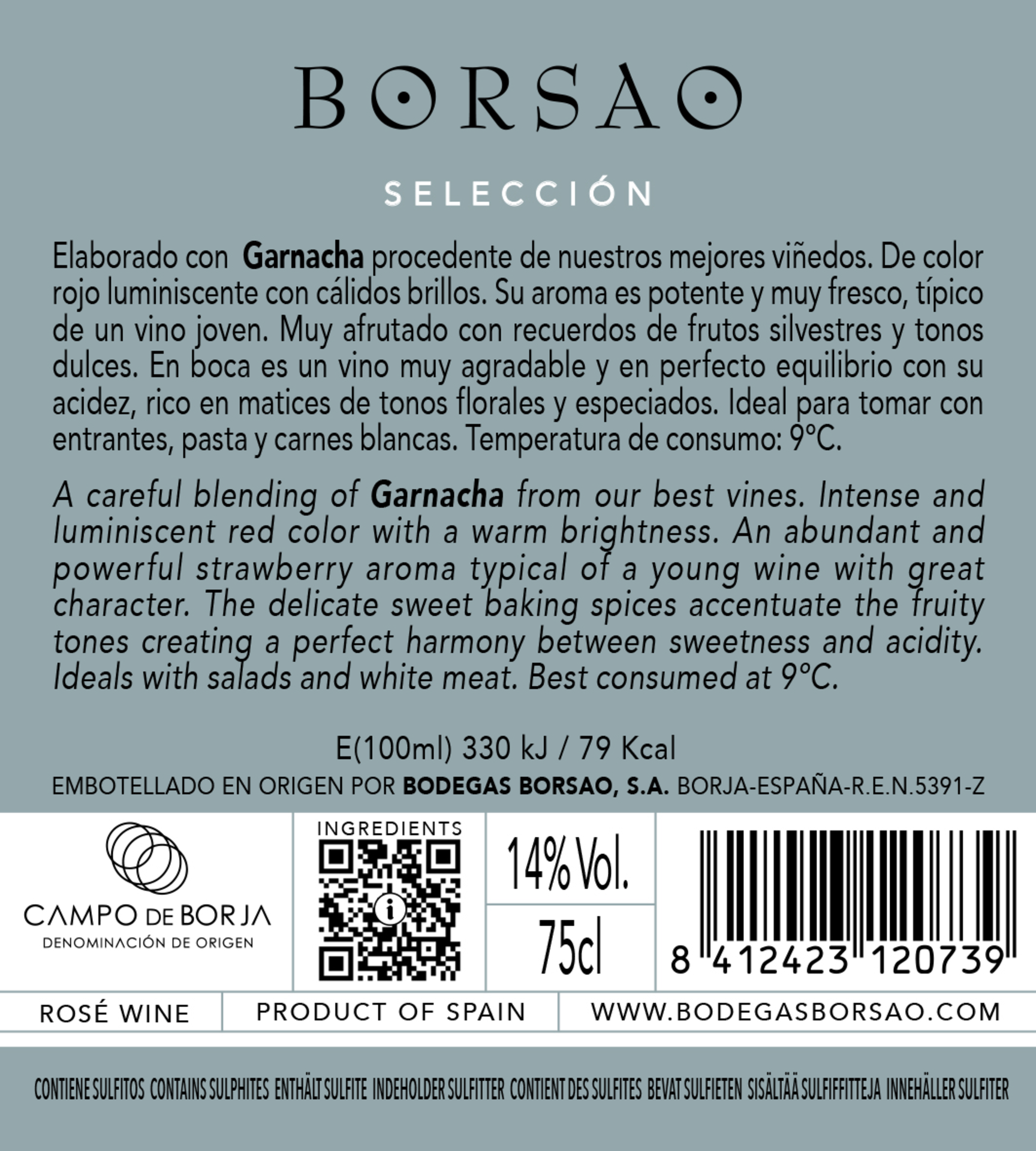 Campo de Borja D.O. Rosado Selección Rückenetikett