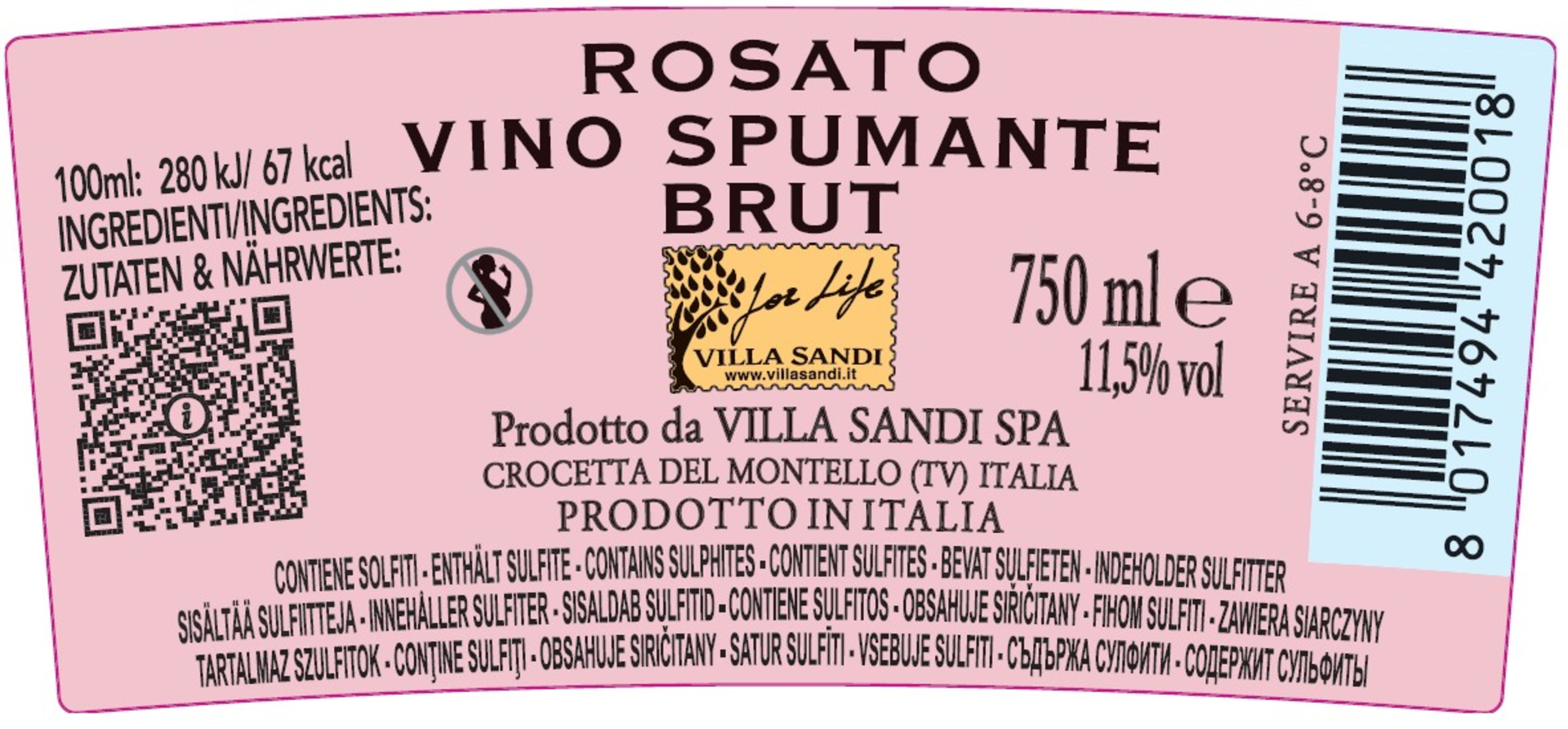 Rosato Spumante Il Fresco Rückenetikett