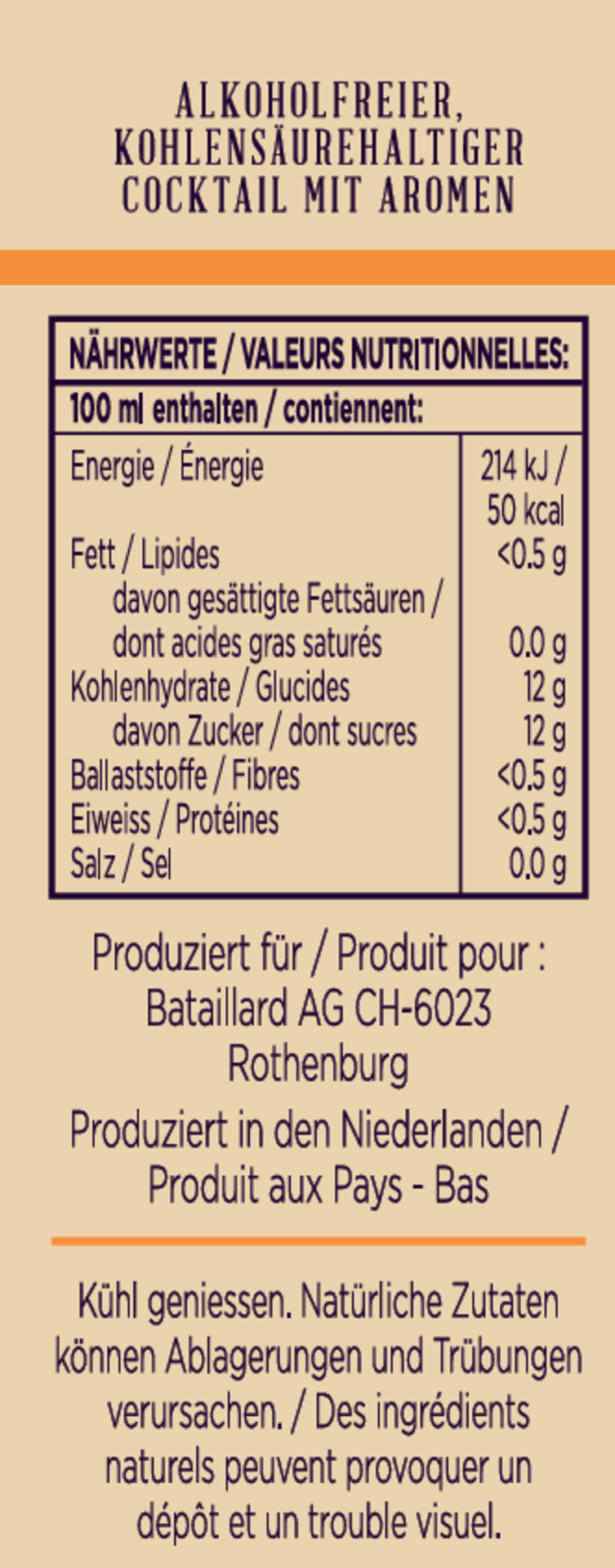 Sunrise Nogroni 0.0% Rückenetikett